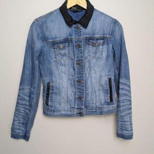 Armani Exchange Button Down Jean Jacket Denim Woman's Size S Blue + Black